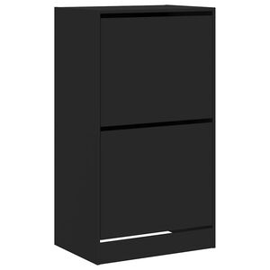 vidaXL Armoire &agrave; chaussures 2 tiroirs rabattables noir 60x42x108 cm