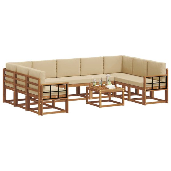 vidaXL Ensemble de canap&eacute;s d'ext&eacute;rieur 10 pcs Naturel et Beige