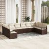 vidaXL Ensemble de Canap&eacute;s avec coussin 10 pcs Marron polyrotin