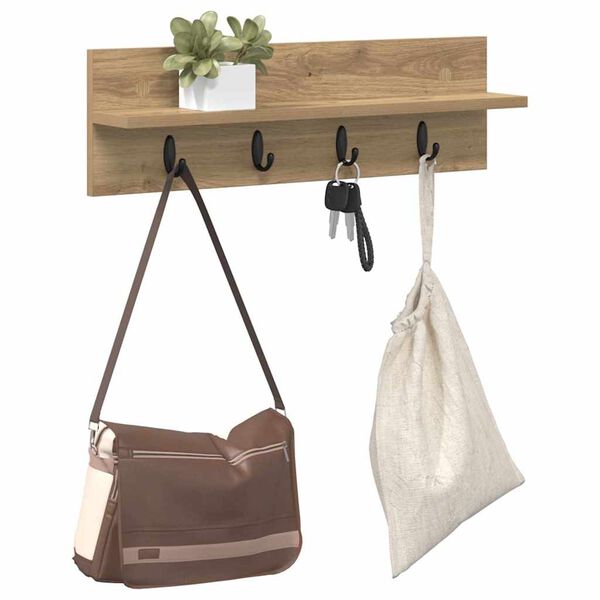 vidaXL Porte-manteau mural Ch&ecirc;ne artisanal 60 x 10,5 x 18 cm
