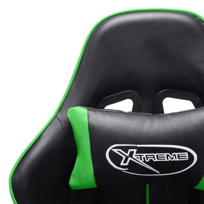 vidaXL Chaise de jeu avec repose-pied Noir et vert Cuir artificiel