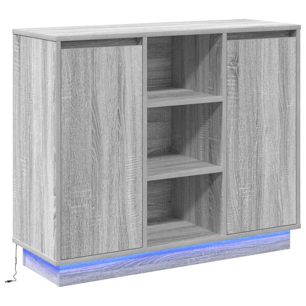 vidaXL Buffet LED Gris Sonoma 90 x 32 x 75 cm Bois d'ing&eacute;nierie