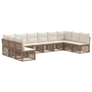 vidaXL Ensemble de canap&eacute; de jardin 10 pc Beige polyrotin
