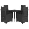 vidaXL Ensemble &agrave; manger de jardin coussins 5pcs Noir R&eacute;sine tress&eacute;e
