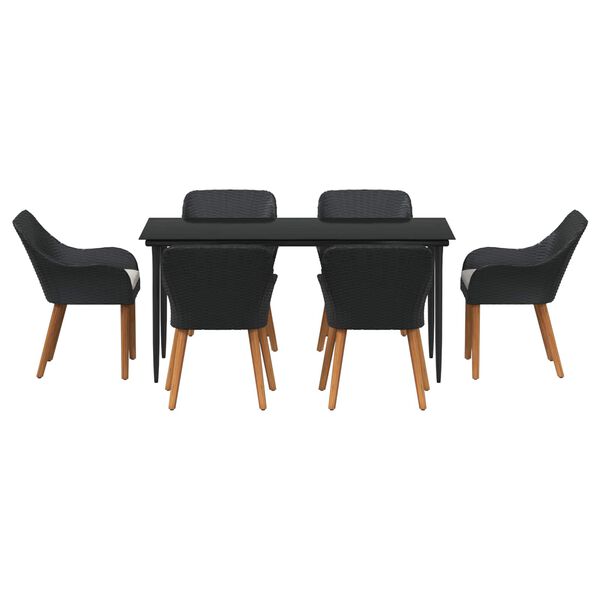 vidaXL Ensemble de salle &agrave; manger pour jardin 7 pcs Noir polyrotin