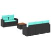 vidaXL Salon de jardin 6 pcs avec coussins noir r&eacute;sine tress&eacute;e