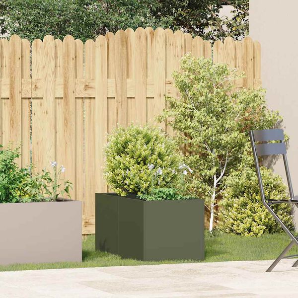 vidaXL Jardini&egrave;re vert olive 40x80x40 cm acier lamin&eacute; &agrave; froid