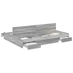 vidaXL Cadre de lit avec rangement avec porte Gris Sonoma 160 x 200 cm