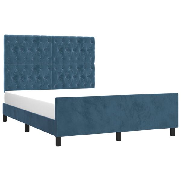 vidaXL Cadre de lit sans matelas bleu fonc&eacute; 140x200 cm velours