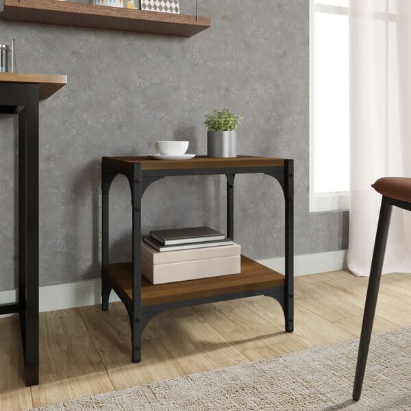 vidaXL Meuble TV Ch&ecirc;ne marron 40x33x41 cm Bois d'ing&eacute;nierie et acier