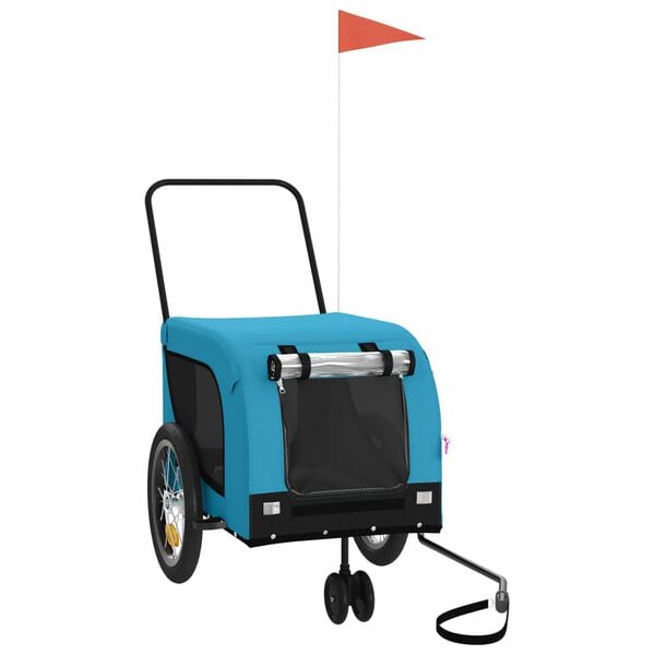 vidaXL Remorque de v&eacute;lo pour animaux de compagnie bleu et noir