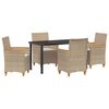vidaXL Ensemble de salle à manger pour jardin 5 pcs Beige polyrotin