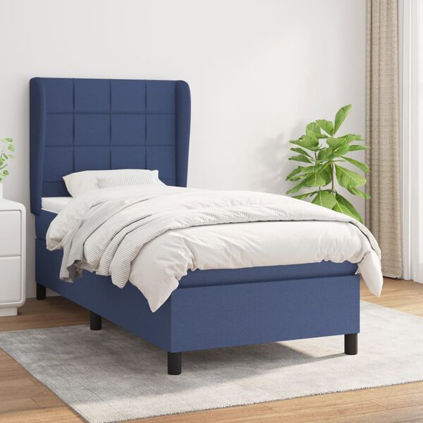 vidaXL Sommier &agrave; lattes de lit avec matelas Bleu 80x200 cm Tissu