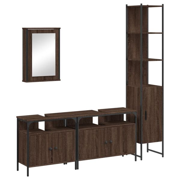 vidaXL Ensemble de meubles de salle de bain 4 pcs Ch&ecirc;ne marron