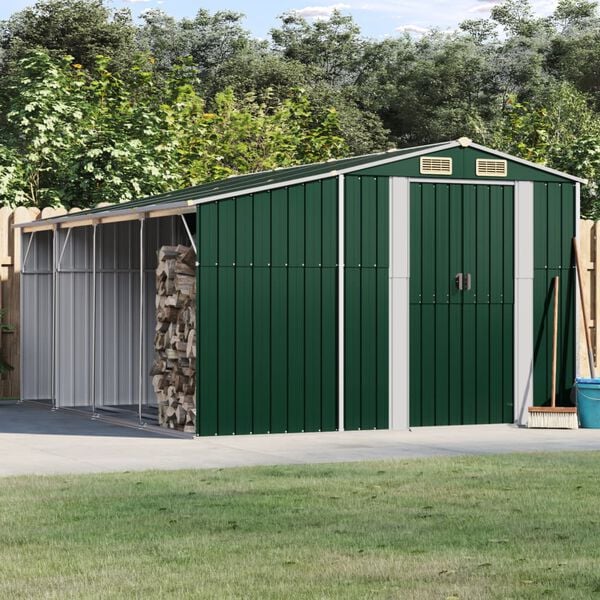 vidaXL Abri de jardin vert 277x365,5x179 cm acier galvanis&eacute;