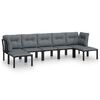vidaXL Salon de jardin 7 pcs noir et gris r&eacute;sine tress&eacute;e