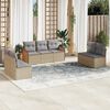 vidaXL Salon de jardin avec coussins 7 pcs beige r&eacute;sine tress&eacute;e