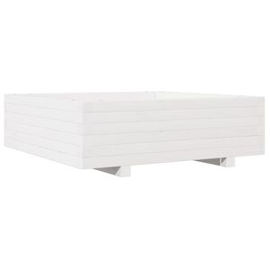 vidaXL Jardini&egrave;re blanc 80x80x26,5 cm bois de pin massif