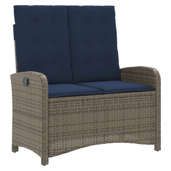 vidaXL Banc inclinable de jardin avec coussins gris r&eacute;sine tress&eacute;e
