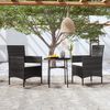 vidaXL Ensemble &agrave; manger de jardin 3 pcs R&eacute;sine tress&eacute;e Noir