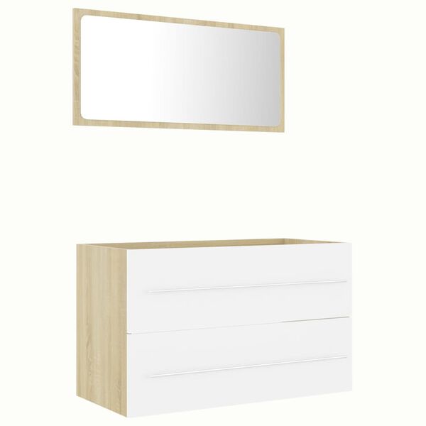 vidaXL Ensemble de meubles de salle de bain 2pcs blanc et ch&ecirc;ne sonoma