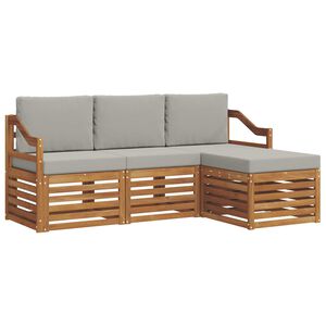 vidaXL Ensemble de canap&eacute;s d'ext&eacute;rieur 4 pc Gris Naturel et Clair