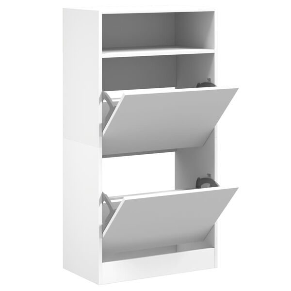 vidaXL Armoire &agrave; chaussures blanc 60x34x116 cm bois d'ing&eacute;nierie