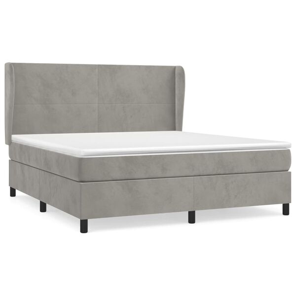 vidaXL Sommier &agrave; lattes de lit et matelas Gris clair 180x200cm Velours