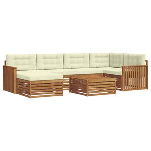 vidaXL Ensemble de canap&eacute;s d'ext&eacute;rieur 7 pcs Naturel et Cr&egrave;me