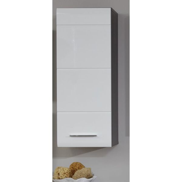 Trendteam Armoire murale de rangement Line blanc et argent&eacute; fum&eacute;