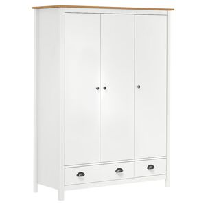 vidaXL Garde-robe &agrave; 3 portes Hill Blanc 127x50x170 cm Bois pin solide