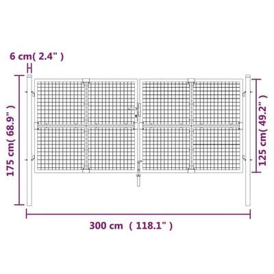 vidaXL Portal de jardin maille anthracite 300x175 cm acier galvanisé