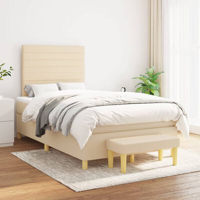 vidaXL Sommier à lattes de lit avec matelas crème 120x190 cm tissu