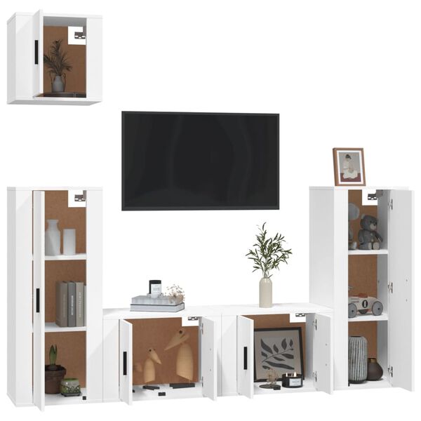 vidaXL Ensemble de meubles TV 5 pcs Blanc Bois d'ing&eacute;nierie