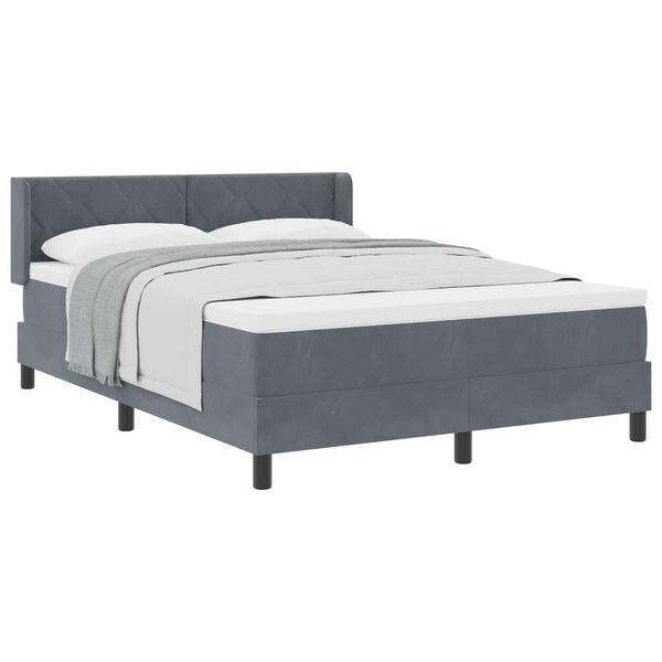 vidaXL Lit &agrave; ressorts avec matelas Gris fonc&eacute; 200 x 140 cm Velours