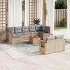 vidaXL Salon de jardin avec coussins 10 pcs beige r&eacute;sine tress&eacute;e