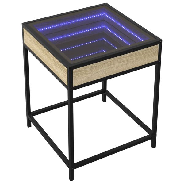 vidaXL Table basse avec LED Infinity chêne sonoma 40x40x51 cm