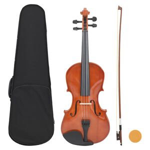 vidaXL Ensemble de violon avec archet et mentonni&egrave;re bois fonc&eacute; 4/4