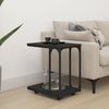 vidaXL Table d'appoint avec roues Noir 50x35x55,5 cm Bois d'ing&eacute;nierie