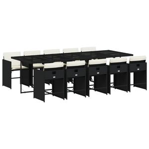 vidaXL Ensemble &agrave; manger de jardin 11 pcs coussins noir r&eacute;sine tress&eacute;e