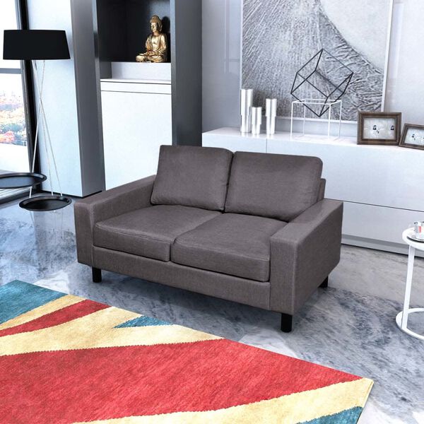 vidaXL Canap&eacute; &agrave; 2 places Tissu Gris fonc&eacute;