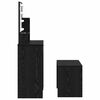vidaXL Ensemble de table de maquillage LED avec porte 2 pcs Ch&ecirc;ne noir