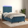 vidaXL Sommier &agrave; lattes de lit avec matelas LED bleu fonc&eacute; 120x190 cm