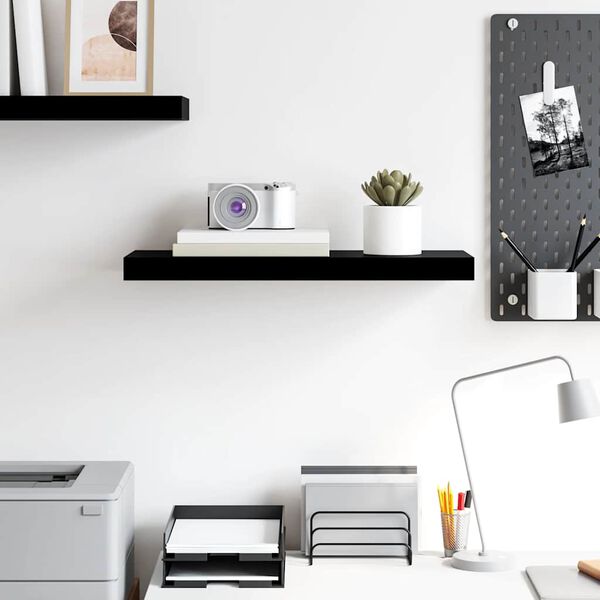 vidaXL &Eacute;tag&egrave;re murale flottante Noir brillant 60x23,5x3,8 cm MDF