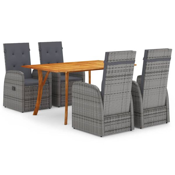 vidaXL Ensemble &agrave; manger de jardin 5 pcs Gris