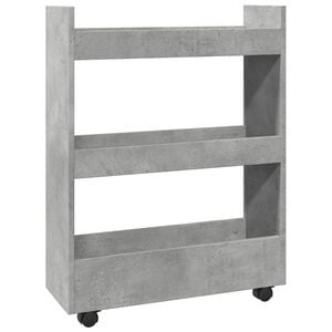 vidaXL Chariot de rangement &eacute;troit 3 niveaux gris b&eacute;ton
