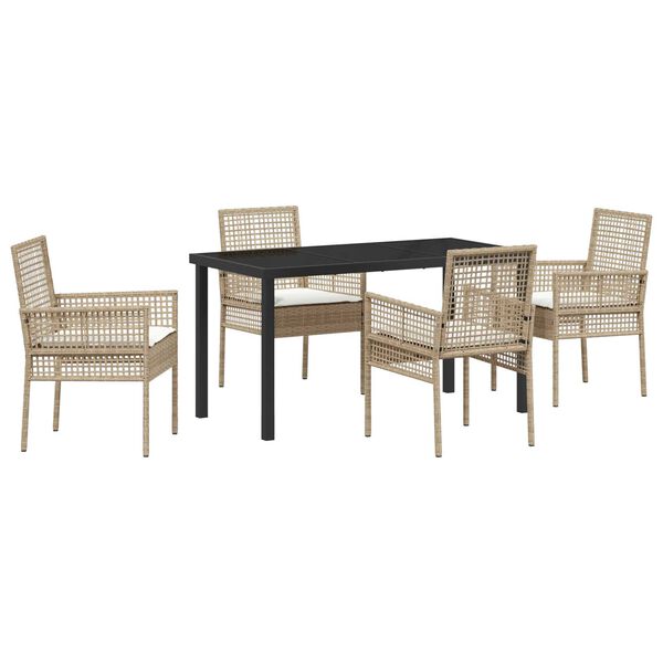 vidaXL Ensemble de salle &agrave; manger pour jardin 5 pcs Beige polyrotin