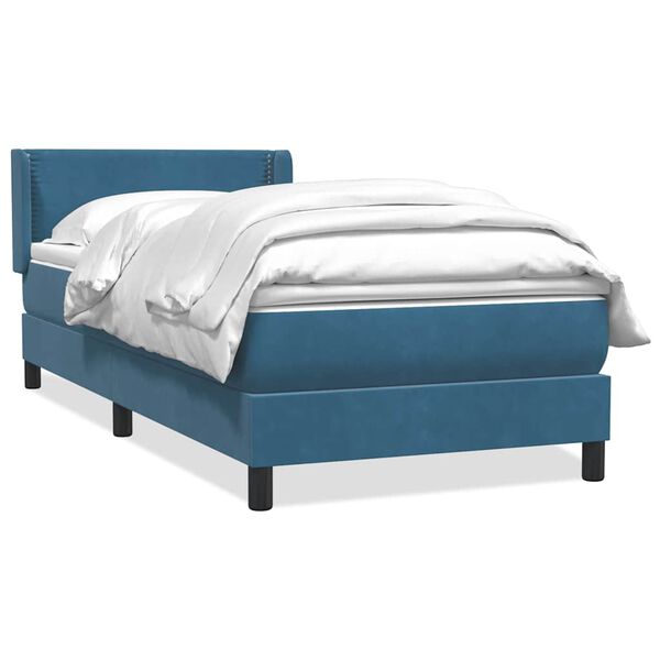 vidaXL Sommier &agrave; lattes de lit et matelas bleu fonc&eacute; 80x220 cm velours
