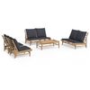 vidaXL Salon de jardin 5 pcs avec coussins gris fonc&eacute; bambou