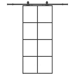 vidaXL Porte coulissante kit de quincaillerie noir 90x205 cm verre ESG